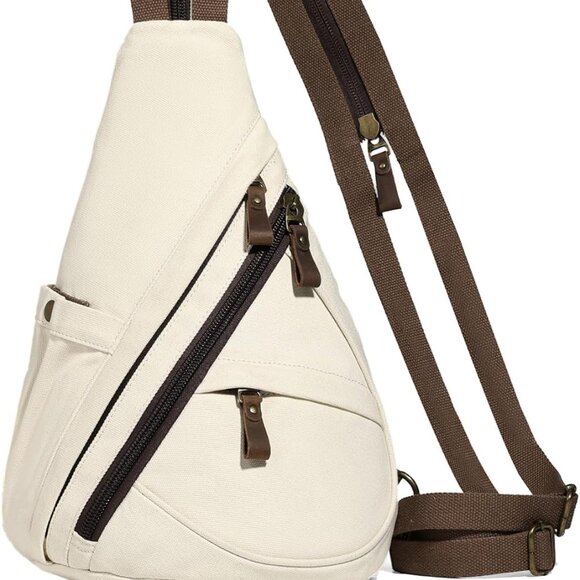 KL928 Canvas Sling Bag - Small Crossbody Backpack Shoulder Casual Daypack Rucksa - Picture 1 of 6
